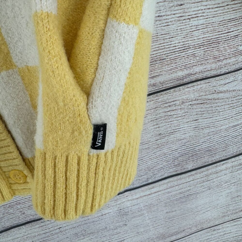 Vans Yellow & White Checkerboard Cardigan Sweater - Picture 7 of 14